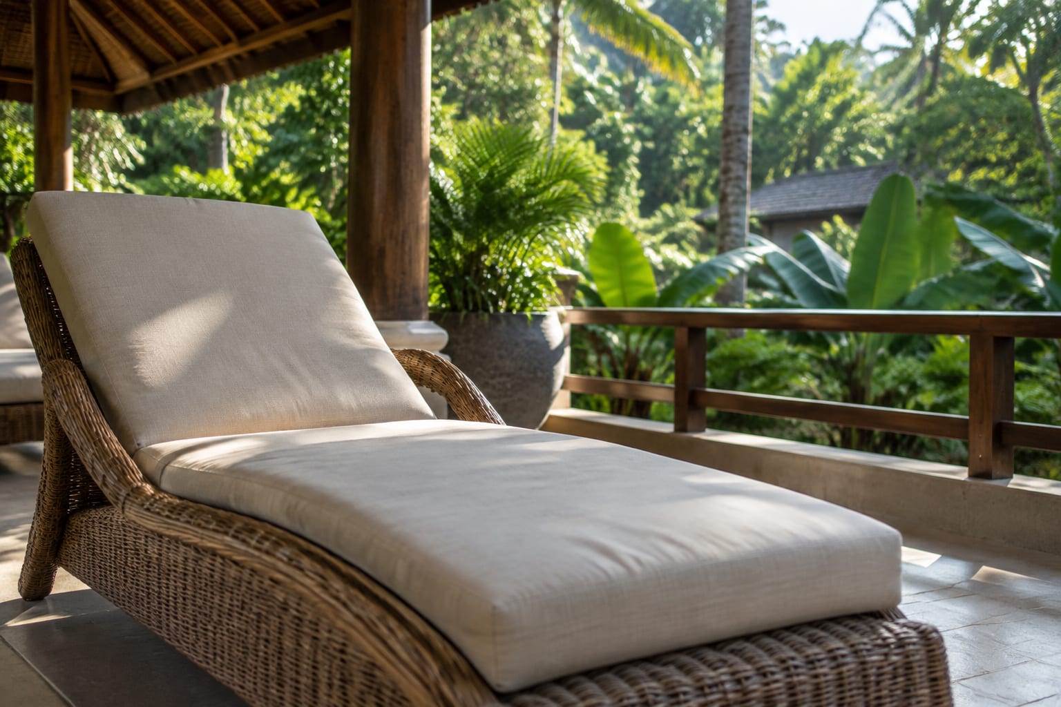 Șezlong în decorul din Thailand